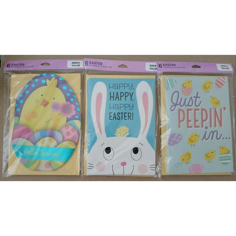 NWT Hallmark Easter Cards Lot 3 Packs - 18 Cards Total with Envelopes
